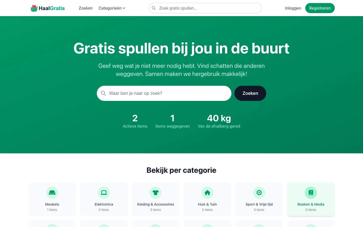 Homepage van HaalGratis