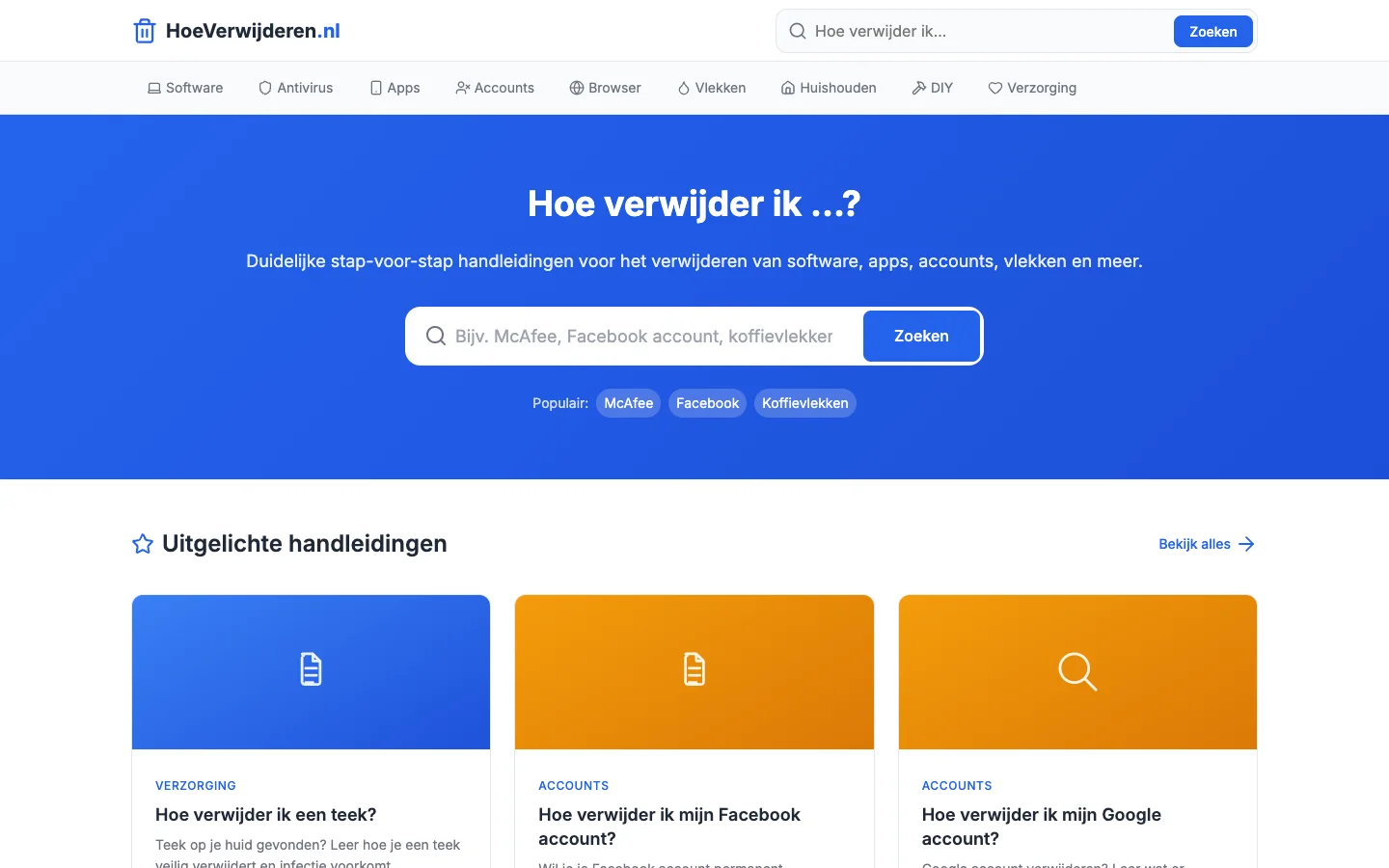 Homepage van HoeVerwijderen