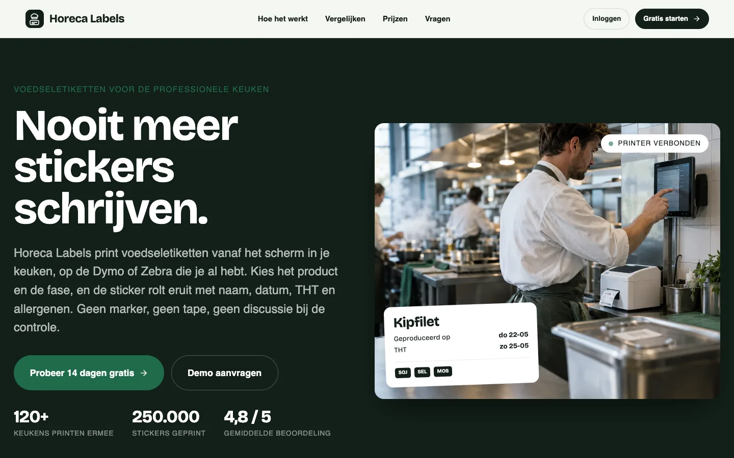 Homepage van Horeca Labels