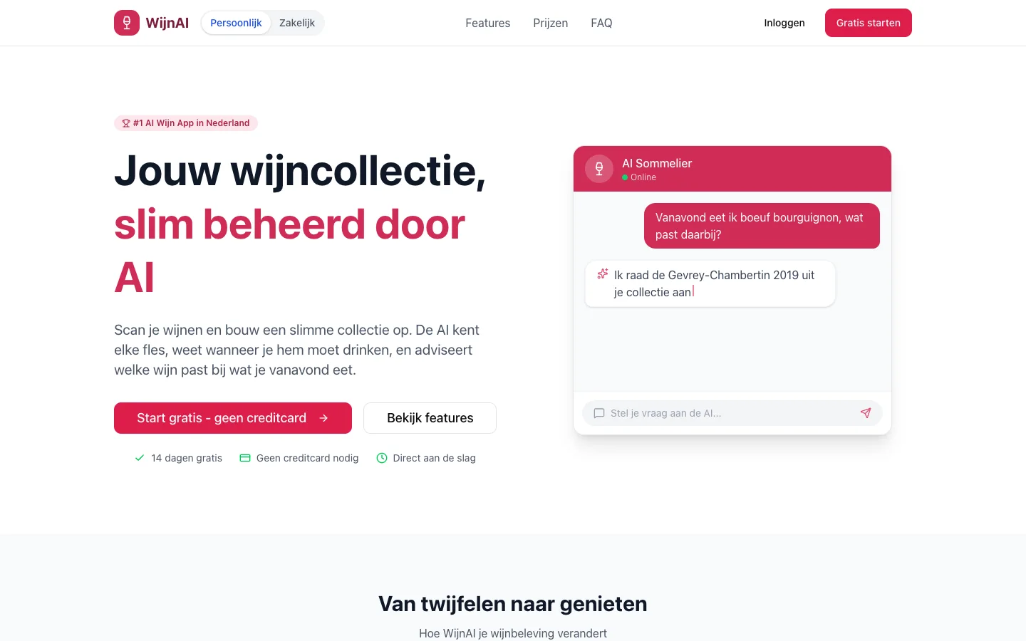 Homepage van WijnAI