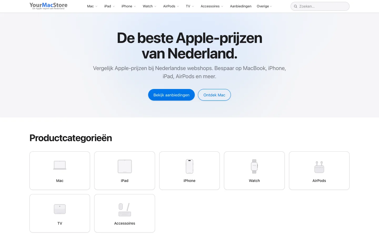 Homepage van YourMacStore